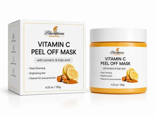 Bluxurious Vitamin C Peel-Off Mask with Turmeric & Kojic Acid – Deep Cleansing & Brightening Formula (120g)