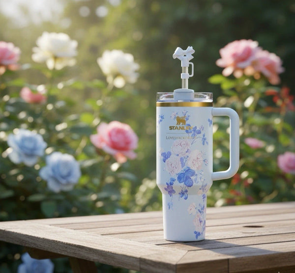 Stanley x LoveShackFancy 40 oz Floral Blue Quencher Tumbler – Limited Edition